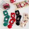 Christmas Socks Unisex Mid-calf Socks Cute Cartoon Long Socks Autumn and Winter Cotton Trendy Brand Streetwear Red