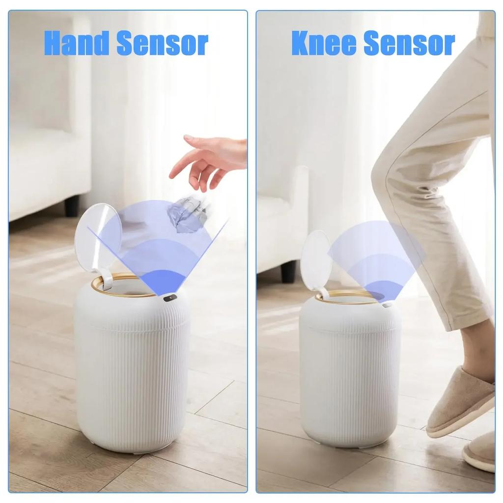 Smart Sensing Trash Can Household Living Room Bedroom Touchless Automatic Kitchen Recycle Waste Bin with Lid / 6 Rolls Trash Bag