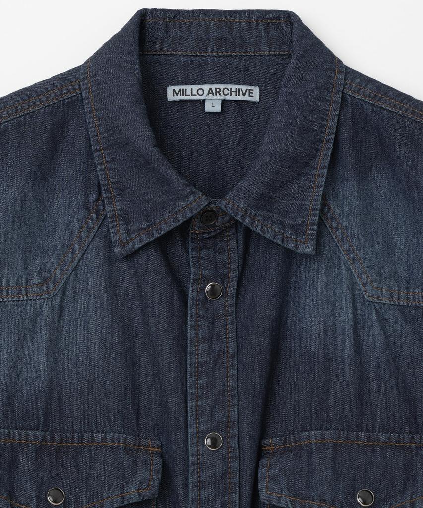 MILLO ARCHIVE Rib Western Denim Shirt [Deep Blue]