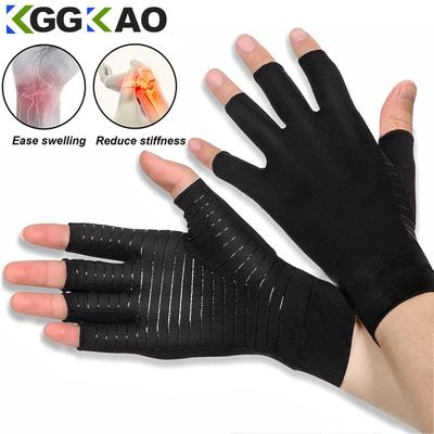 1 пара медных компрессионных перчаток без пальцев для артрита, при туннельном синдроме, ревматоидном артрите, тендините, для работы на компьютере, поддержка суставов