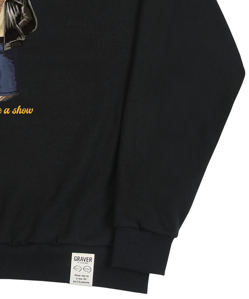 GRAVER [Unisex] Tattoo Dog Perito Sweatshirt_Black