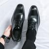 New Concise Black Lace-up Business Leather Shoes Men's Dress Shoes Casual British Style Office Daily Shoes Footwear Zapatillas