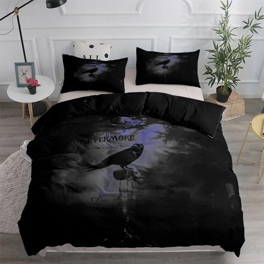 Комплект постельного белья Floral Garden Gothic Raven King Queen Double Full Twin Single Size