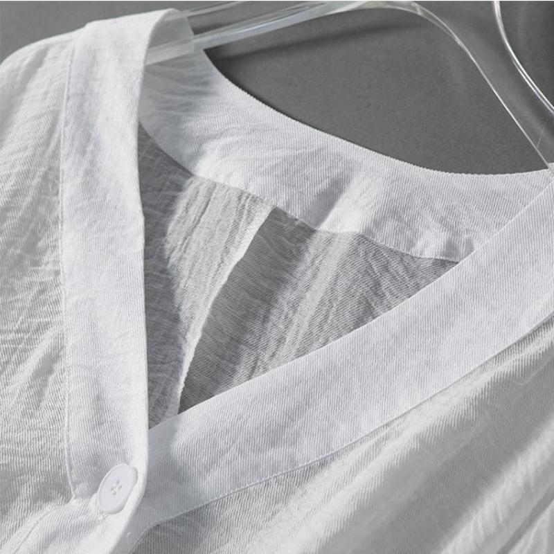 Solid Shirts Women Summer Batwing Sleeve Loose Thin Seethrough Leisure V-Neck Sun-proof Clothing All-match Simple