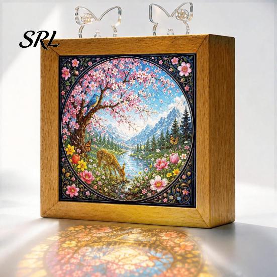 LED Night Light for Kids Acrylic Puzzle Light, 2-In-1 USB Royal Iris Bloom Jigsaw Lamp, Desktop Office DIY Creative Home Ambient Bedroom Living