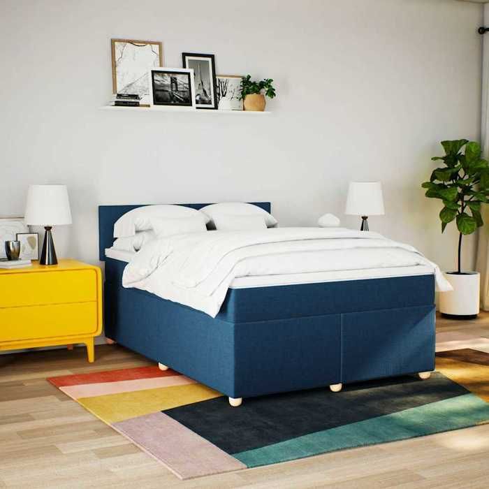 Maison Exclusive - Sommier à lattes de lit avec matelas Bleu 140x190 cm Tissu