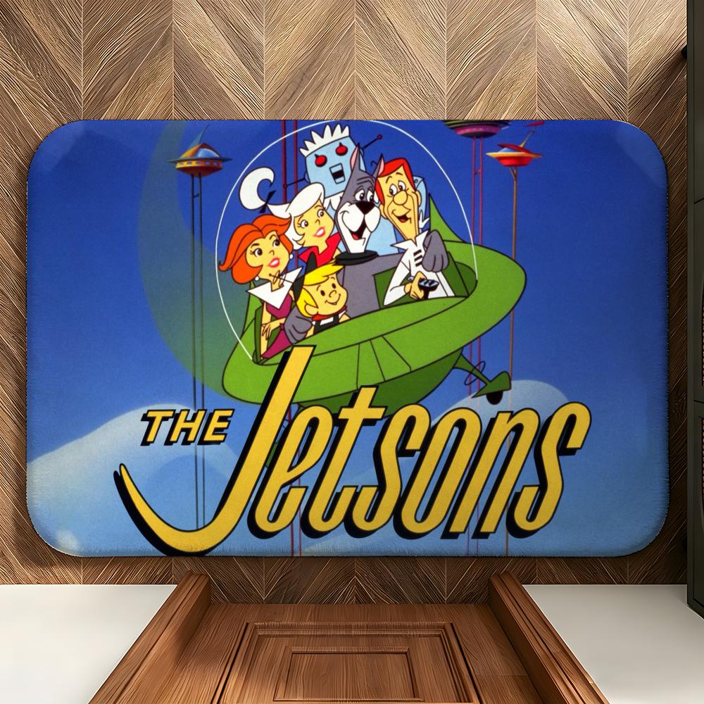 Cartoon T-The J-Jetsons Floor Mat Soft Flannel Floor Mat Suitable for Entryways, Living Rooms, Bedrooms, and Bathrooms