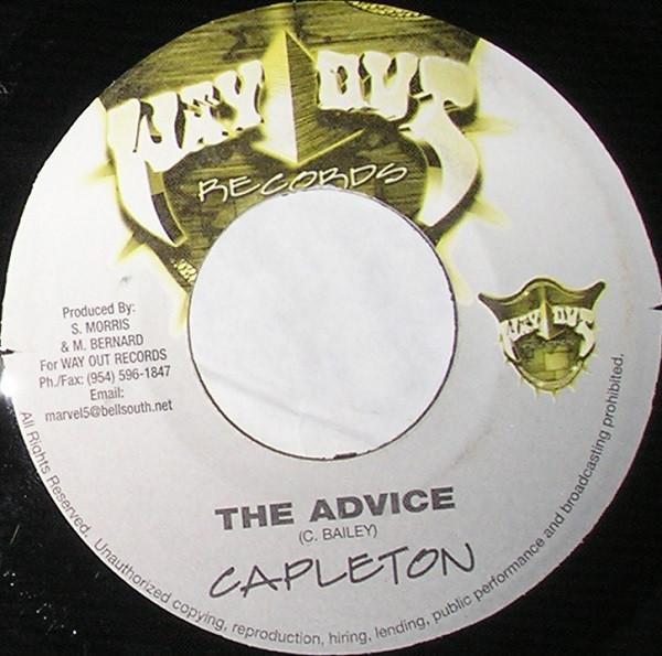 7-дюймовая пластинка CAPLETON / JAH THUNDER - The Advice / Find The Leader НИКАКОГО ВЫХОДА Records 2000 Ямайка Регги, Ска и Даб Б/У