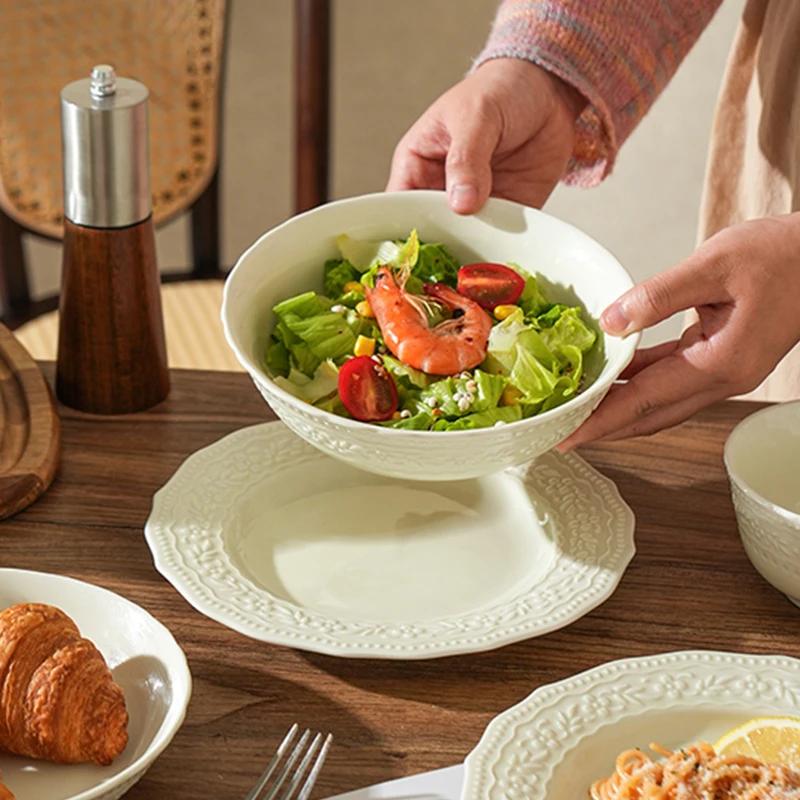 Exquisite Romantic Relief Dining Plate High End Hotel Restaurant Spaghetti Dining Plates Delicious Dishes Fish Plate Rice Bowls