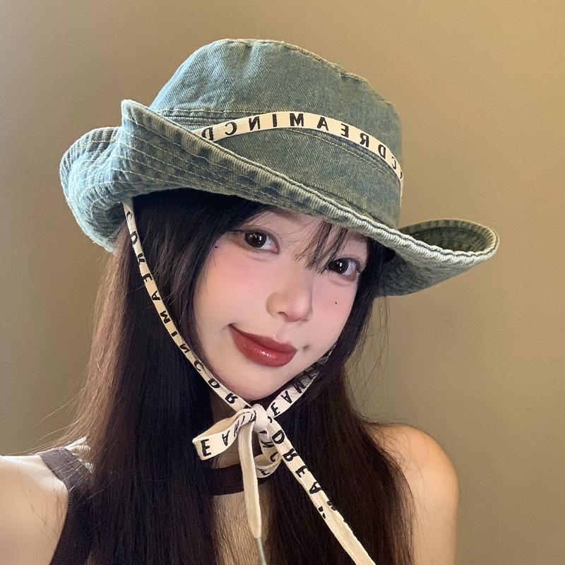 Уличная шляпа-панама из денима с ремешком для писем, детская летняя шляпа от солнца с широкими полями, шляпа-ведро для защиты от солнца, шляпа для альпинизма