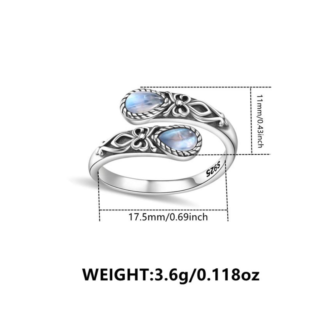 Кольцо Лунный камень Кольцо Серебристого цвета Регулируемое кольцо Бохо Винтаж Кольцо из ложки Бабочка Синтетический камень Подарок