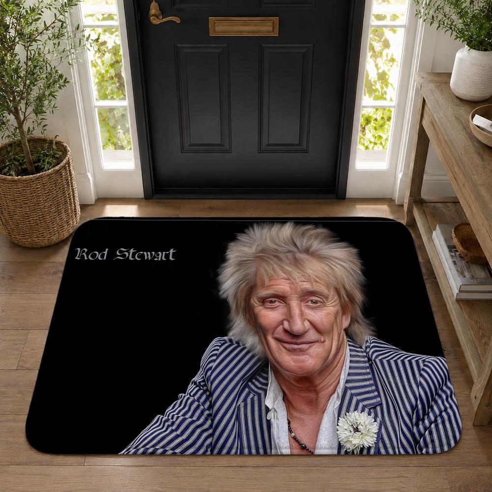 Rod S-Stewart Floor Mat Flannel Rug Non Slip Absorbent Soft Washable For Entryway Hallway Bathroom Kitchen Decor