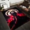 Dark Anime-Style Carpet with Red Flames and Ninja Character Design Suitable for use as an anti-slip for living room bedroom sofas