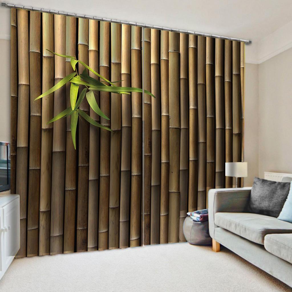 3D Digital Printing Polyester Fabric Bamboo Panda Curtains for Living Room 2 Panels Bedroom Window Curtains Free Shipping