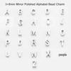 Бусины-алфавит из полированной стали A-Z, отверстие 1,8 мм, подвеска