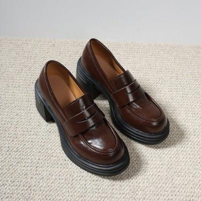 Модные женские туфли на толстом каблуке, осенние новинки, с круглым носком, глубоким вырезом, толстой подошвой, противоскользящие, износостойкие, низкие каблуки