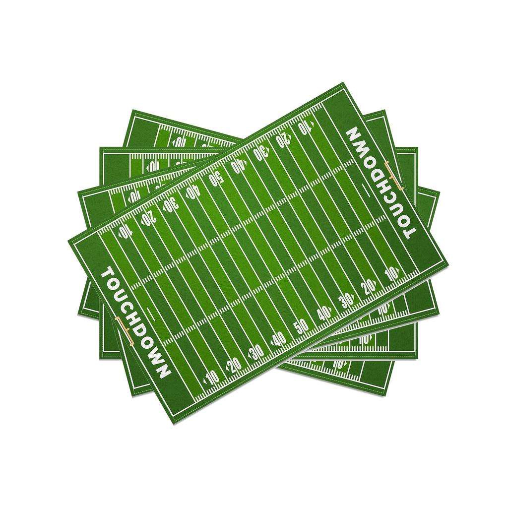 4pcs, American Field Placemat 4pcs Set, Touchdown Soccer Birthday Party Placemat, for Home Kitchen Dining Room TV Tray Decoration