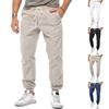 Мужские весенне-летние тканые однотонные брюки с завязками, мужские брюки с карманами большого размера