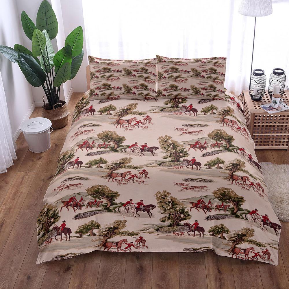 Комплект постельного белья в стиле ретро охоты 18Bc King Queen Double Full Twin Single Size Duvet Cover Set