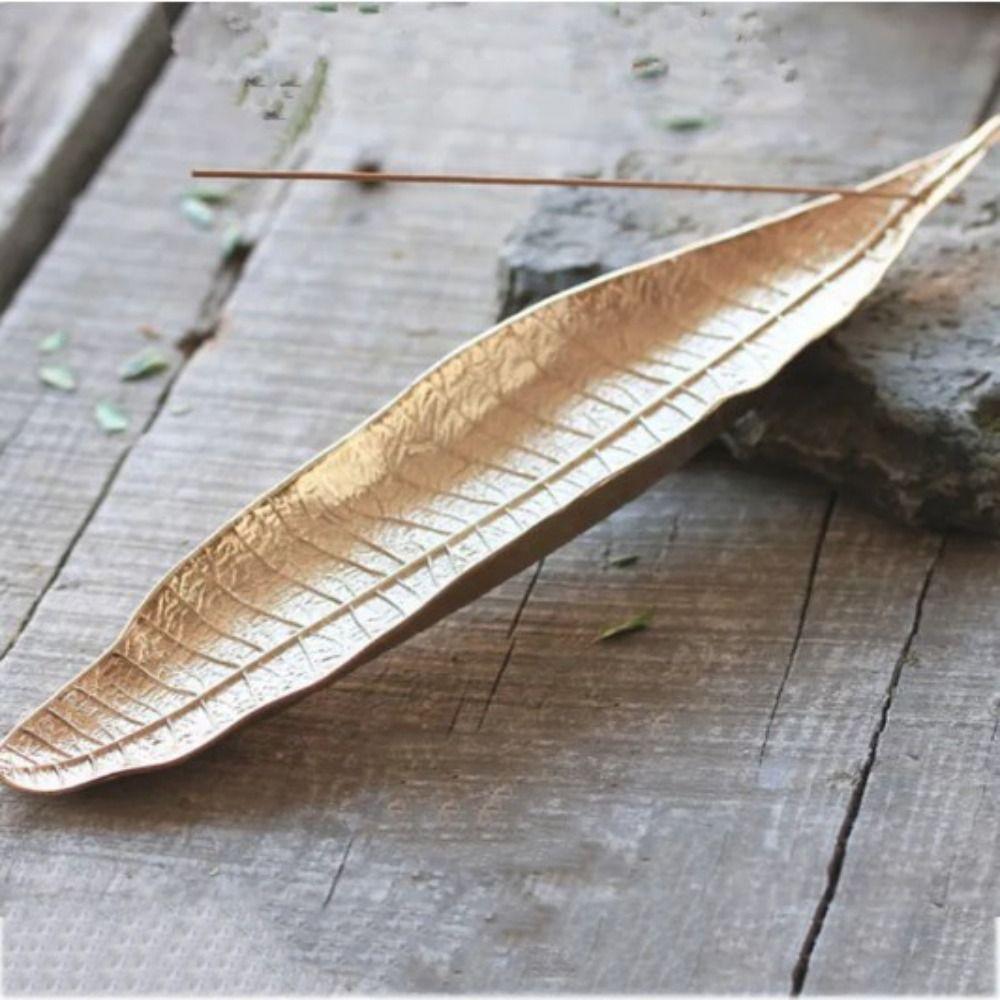 Retro Handmade Leaf Incense Tray Antique Leaf Design Incense Holder Zinc Alloy Vertical Incense Rack Gift