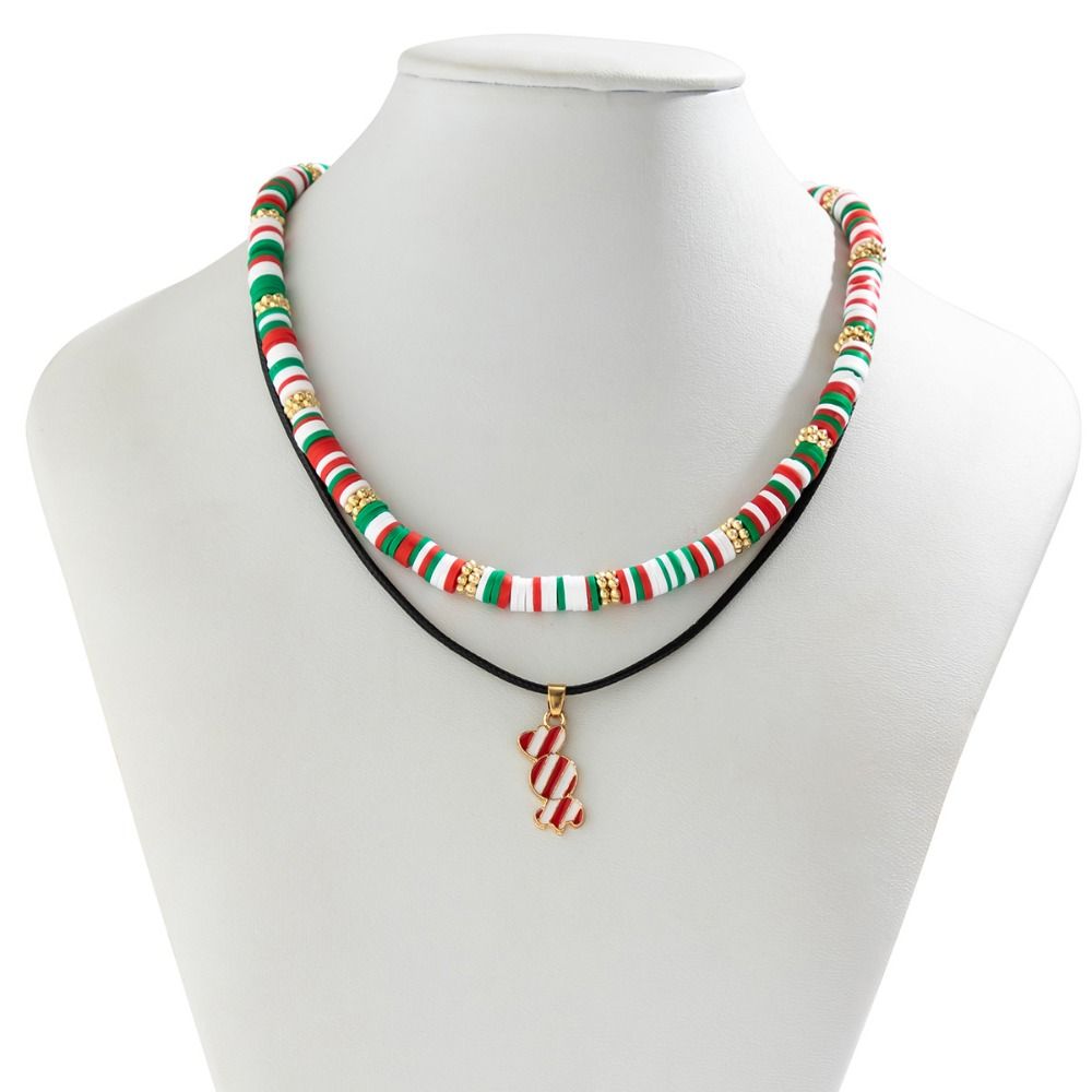 2/3/4pcs/set Santa Rice Beaded Chain Cartoon Cartoon Pendant Choker Women