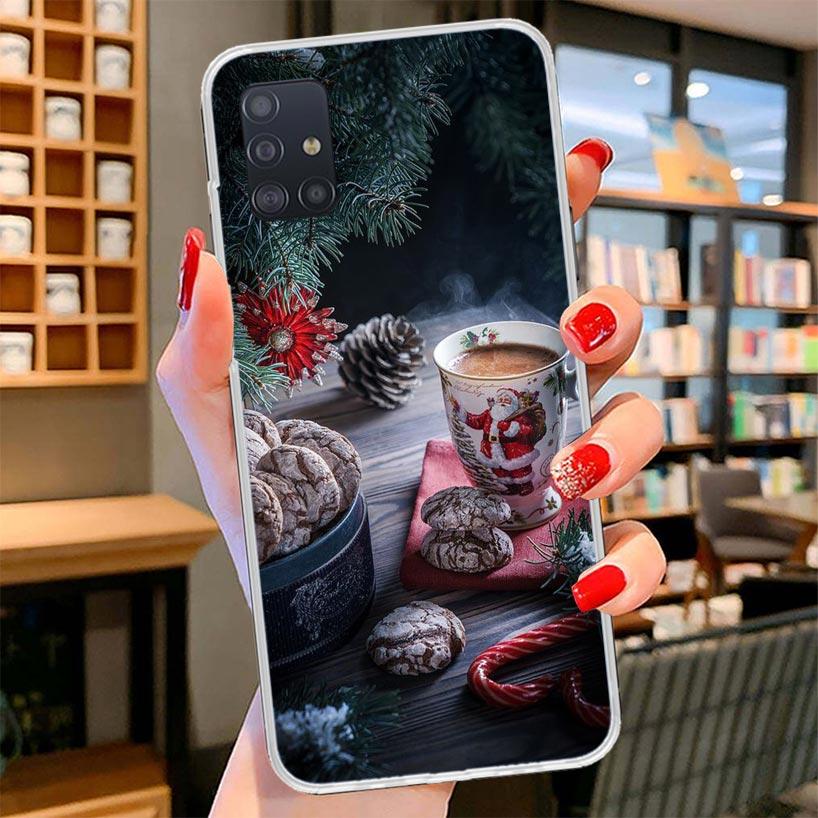 Winter Coffee Christmas Cover Phone Case For Samsung Galaxy A12 A22 A32 A52 A72 A02S Phone Case Note 20 Ultra 10 S10 Plus A51 A7