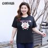 Плюс Размер Женская Летняя Новая Свободная Тонкая Футболка С Принтом Круглый Вырез Короткий Рукав