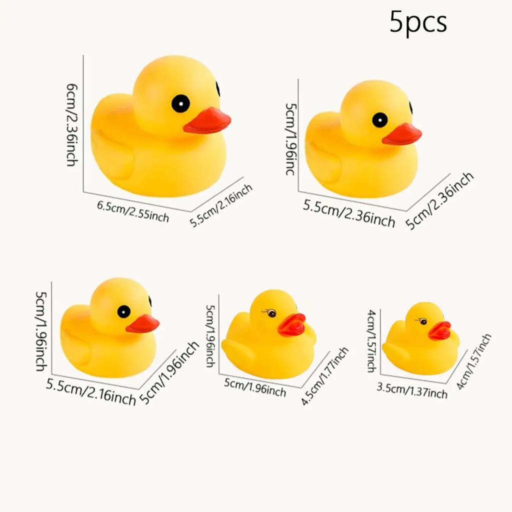 5Pcs Cute Duck Swimming Water Toys For Children Soft Rubber Float Squeeze Sound Squeaky Bathing Toy For Baby Bath Toys