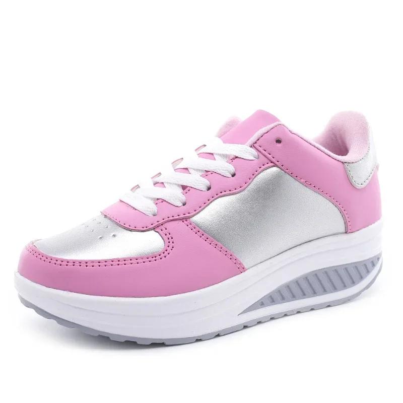 Fashion Women Shoes Lace Up Leather Sports 2025 Student Increase Platform Sneakers Outdoor Walking Women Shoes Zapatos De Mujer
