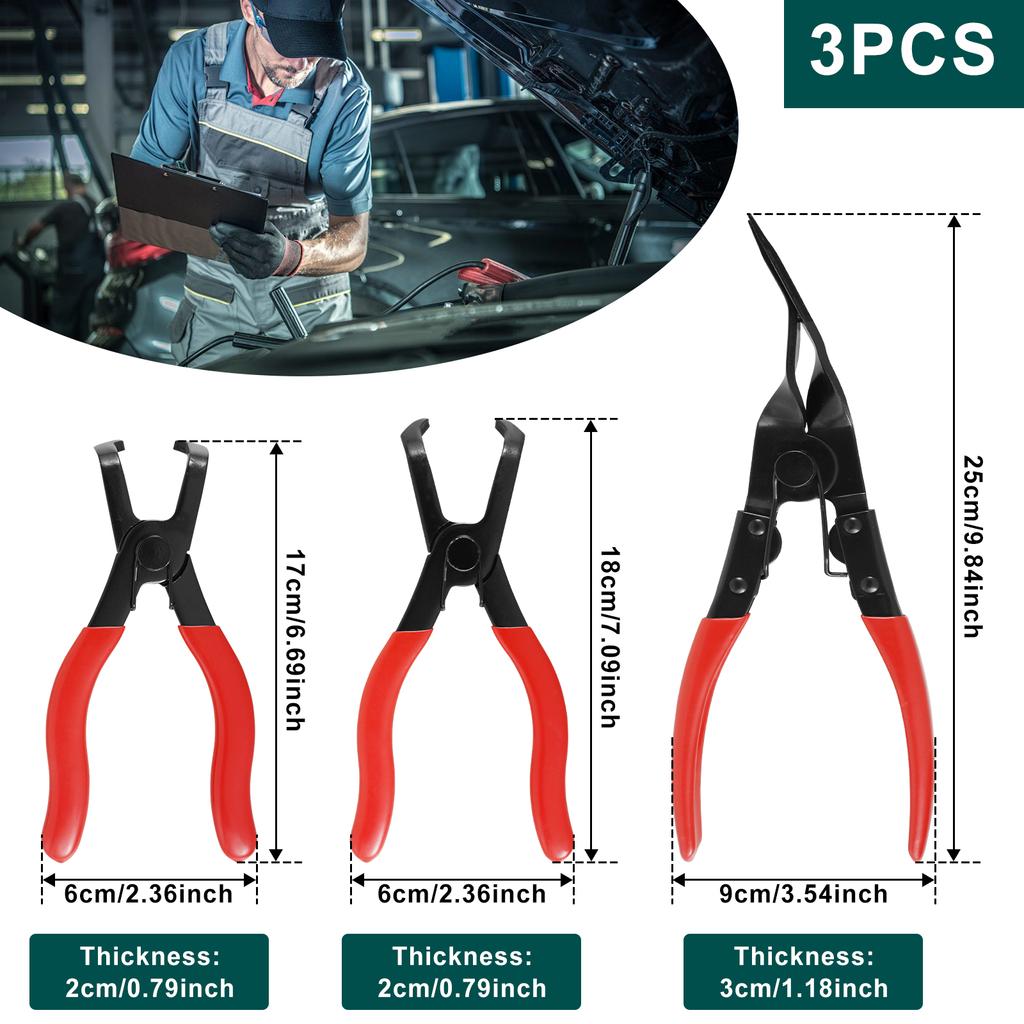 3Pcs Body Clip Pliers Set 30 and 80 Degree Push Pin Pliers V Shaped Panel Clip Removal Pliers Automobile Trim Clip Removal Tool