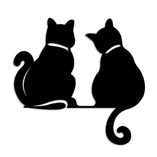 Металлическое украшение на стену для питья кофе Современное минималистичное абстрактное настенное украшение с черной кошкой и бабочкой