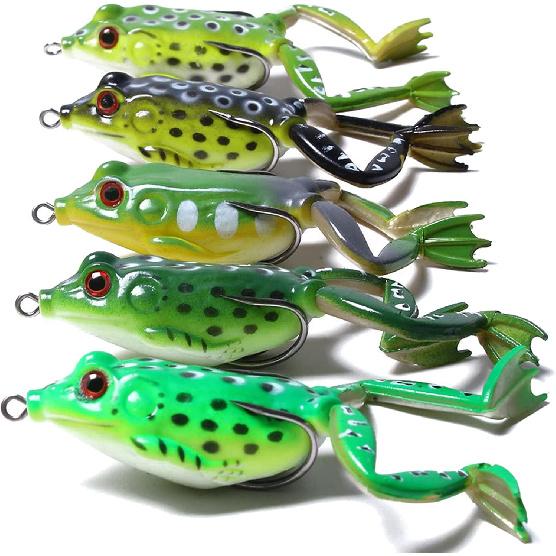 Frog Lure, Topwater Fishing Lures, Frog Lures for Bass Fishing, Top Water Frog Soft Swimbaits with Weedless Fishing Lures for Bass Trout Pike