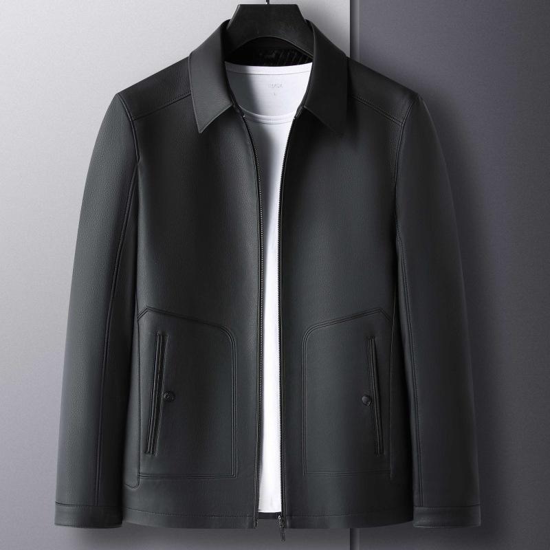 Куртка из натуральной кожи, мужская, новая, осенняя, бархатная, высококачественная, мотоциклетная, куртка из овчины, повседневная, с лацканами
