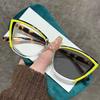 Men's and Women's Photochromic Presbyopia Glasses Colour Blocking Cat-eye Fashion Large Frame Anti-blue Light Reading Glasses