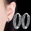 Silver Plated Earrings, Female Thai Silver Old Retro Round Chain Hemp Rope Chain Personalized Earrings Ear Buckles