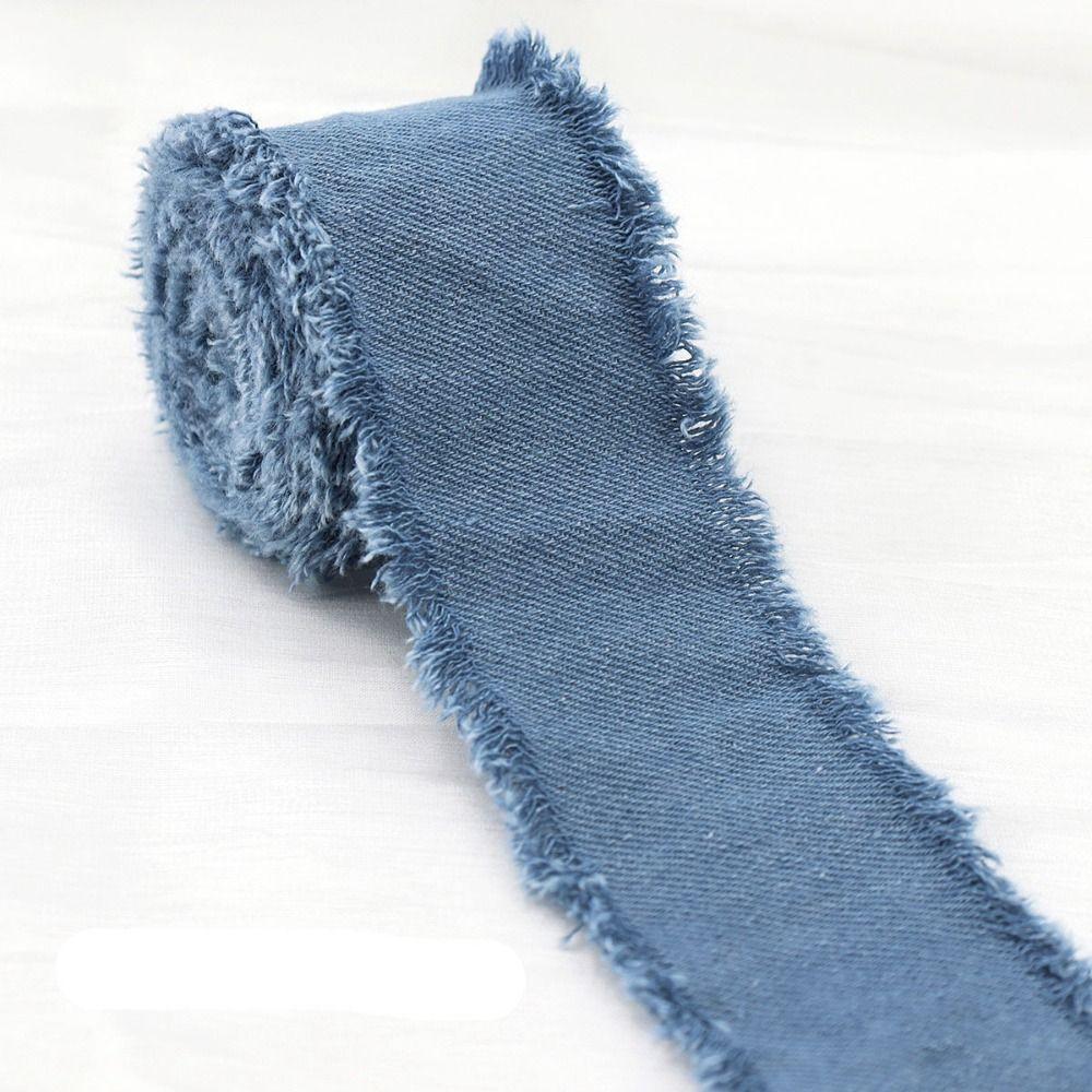 Hairclip Bows Denim Ribbon 1.5Yards Handmade Fringe Silk Ribbon DIY Sewing Crafts  DIY Sewing