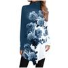 Casual Fashion Floral Print Shirt Tops High Neck Irregular Hem Long Sleeve Pullover Tops