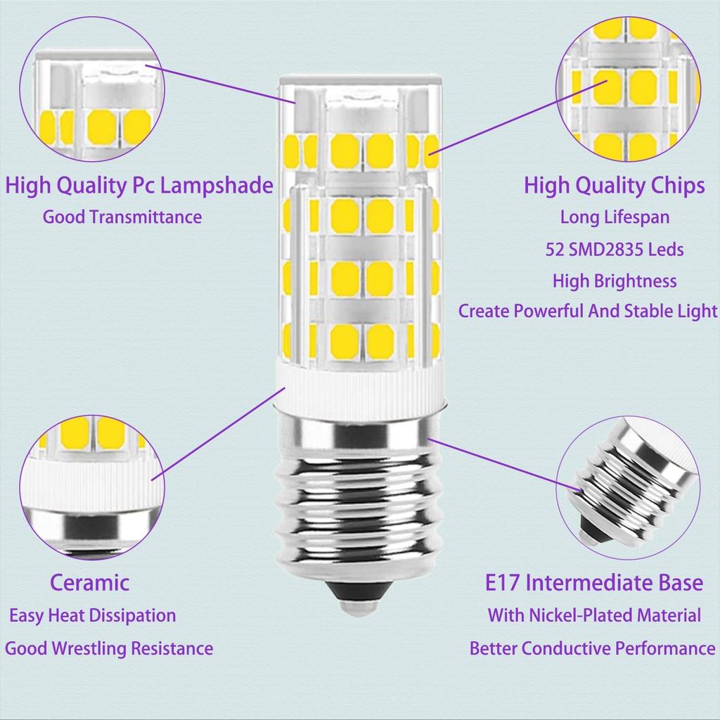 E17 LED Bulb Dimmable,E17 Intermediate Base,T7 4W 40W Incandescent Equivalent,Daylight White 6000K,Fit for Over Stove Appliance, Range Hood,