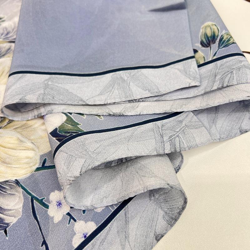 Лимитированная серия Синяя Чаровница, Двусторонний шелковый шарф из древнего тутового шелка с жатой текстурой, Женская осенняя шаль