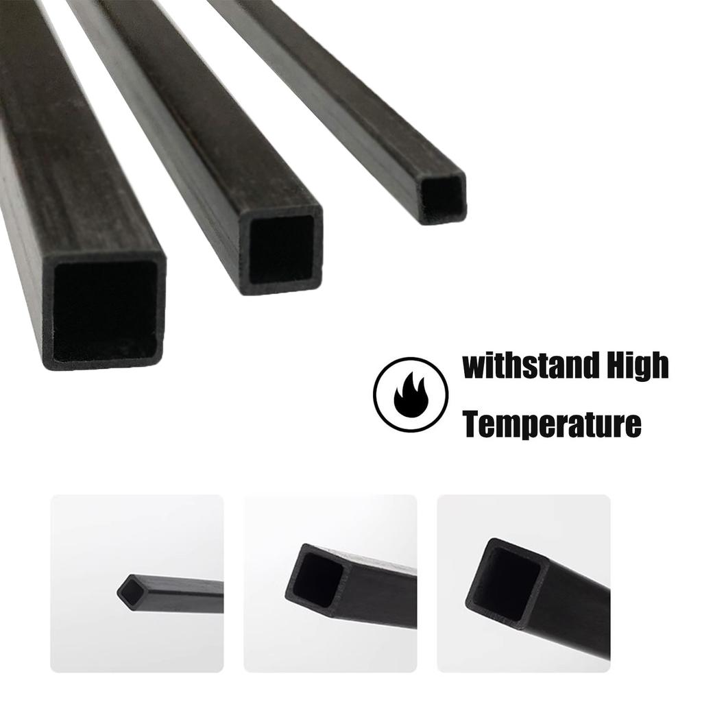 1/2/3pcs Carbon Fiber Square Tubing 2/3/4/5/6/8/10mm X 250/500mm, Round & Square Interior, for Drone & Model Making