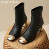 Ботильоны женские зимние туфли кожаные квадратные носки элегантные туфли на высоком каблуке 2025 тренд зимние массивные туфли-лодочки готические Botas De Mujer