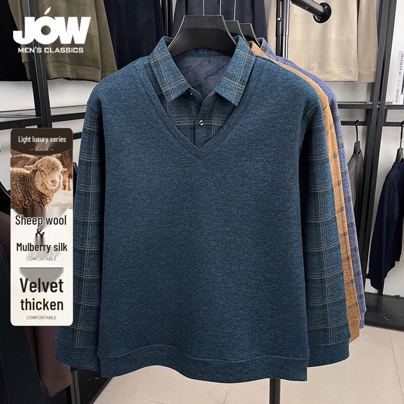 JOW Мужской флисовый термотрикотажный свитер из искусственного двухслойного материала