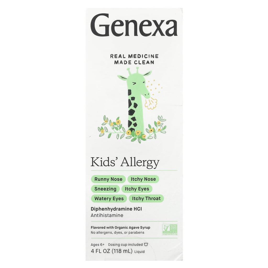 Genexa, Children's Allergy, Ages 6+, Organic Agave, 12.5 Mg, 4 Fl Oz (118 Ml)