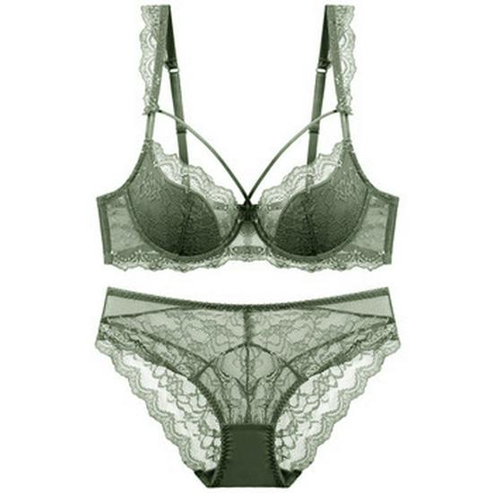 European American Sexy Lingerie: Transparent Plus Size Ultra-Thin No Sponge Lace Bra - Minimizes Large Bust, Anti-Sagging