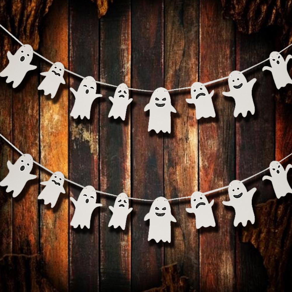 Happy Halloween Ghost Banner Flag Door Hanging Ornaments Party Bunting Decorations Home Indoor