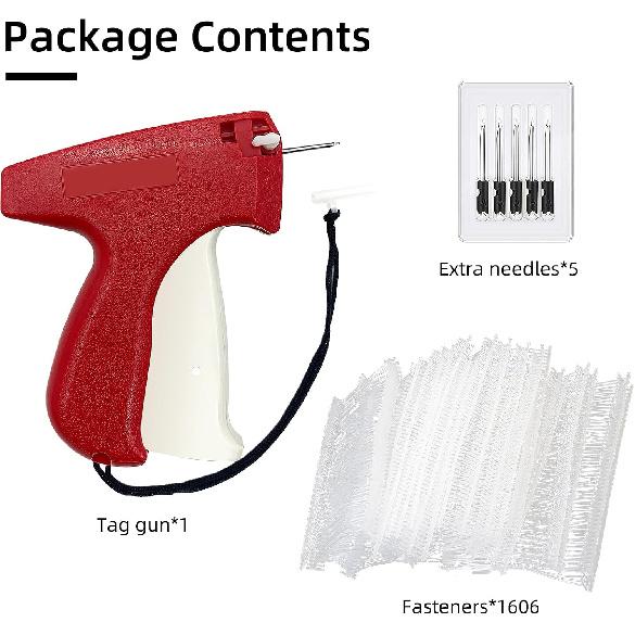 1606pcs Tagging Gun Kit, Tagging Gun for Clothing, Standard Retail Price Tag Attacher Gun Kit for Clothes Labeler with 6 Steel Needles and 1600 1-in