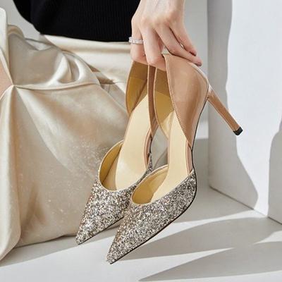 Женские туфли на высоком каблуке, модные летние туфли на шпильке, сексуальные с острым носком, брендовые дизайнерские босоножки на высоком каблуке, роскошные нарядные блестящие женские туфли для вечеринок