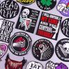 Drinking Coffee Skeleton Patches Skull Finger Letter Embroidery Patch For Clothing Thermoadhesive Patches On Clothes Punk Patch