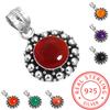 925 Sterling Silver Pendant Women Gemstone Handmade Jewelry Birthday Gift Amber Amethyst Black Onyx Carnelian Garnet Quartz Green Onyx Gold Stone
