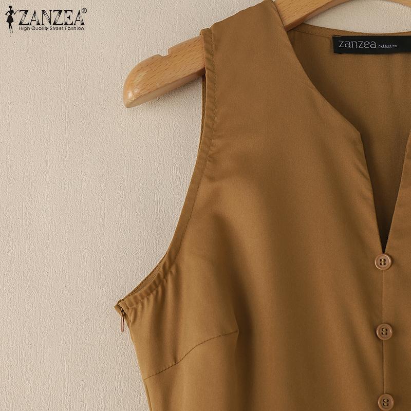 ZANZEA Женское повседневное летнее платье без рукавов с открытыми плечами